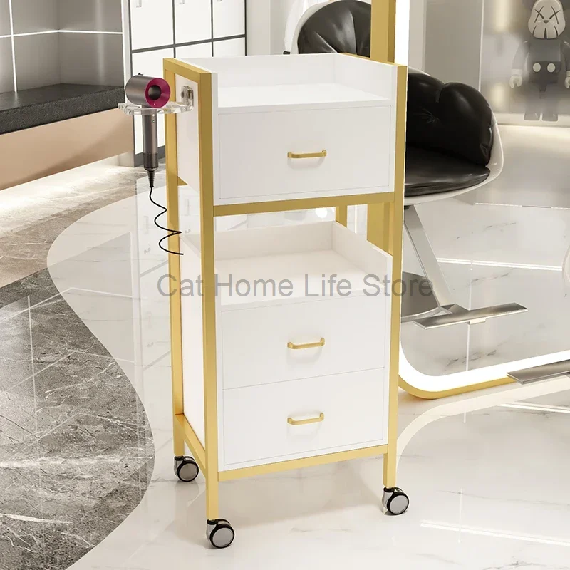 

French Style Multifunctional Trolley Modern Storable Barber Shop Trolley Simplicity Luxury Furniture Spingere Un Carrello HBSC