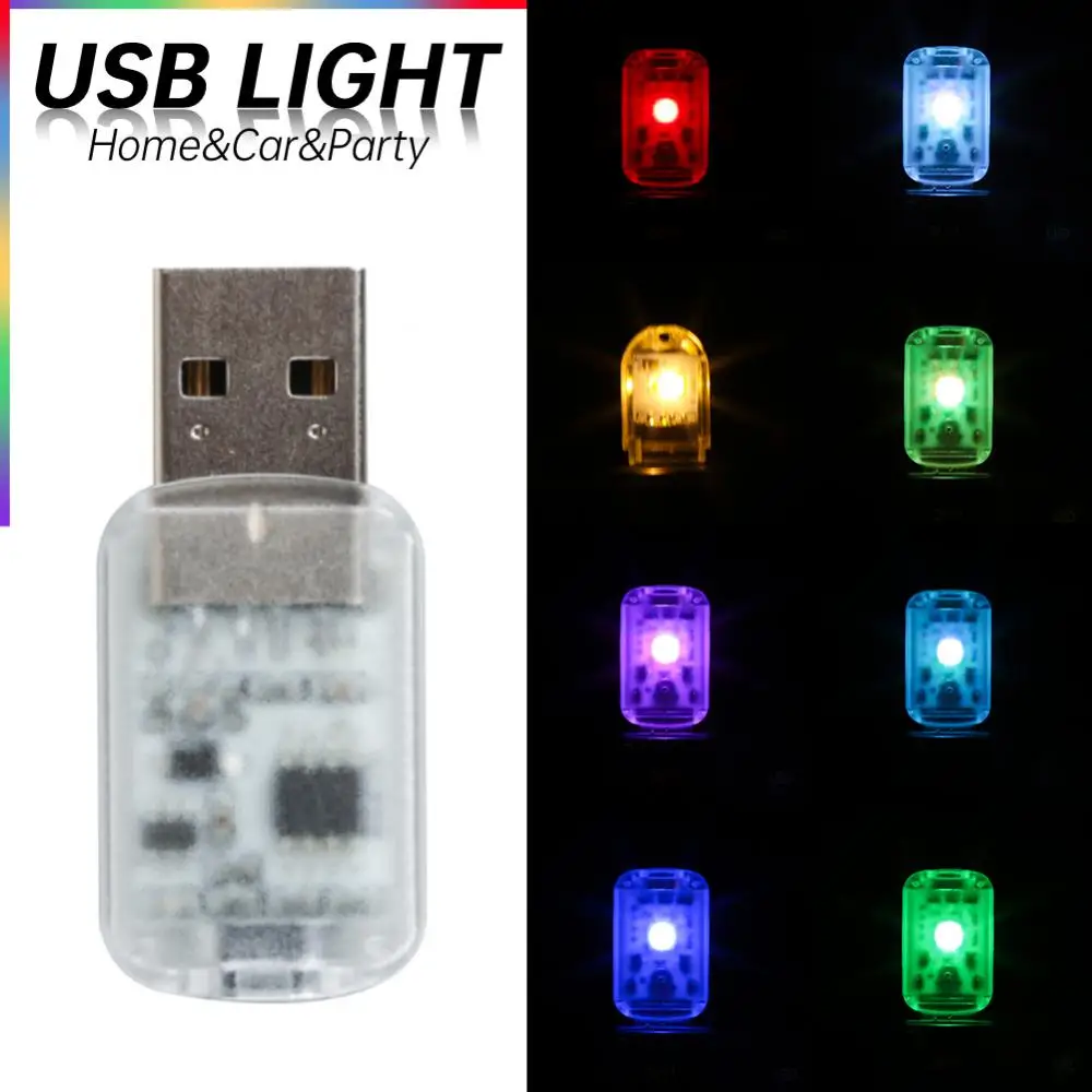1/2PCS Samochodowy mini USB LED Light Touch Switch RGB Kolorowy Auto Interior Atmosphere Light Decoration PC Mobile Power Charging Small