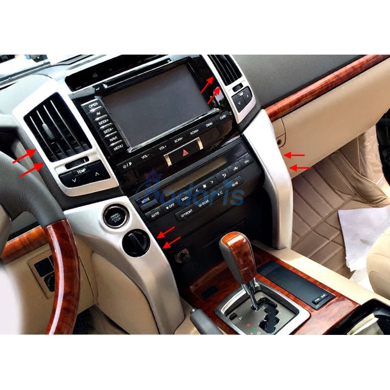 For Toyota LC Land Cruiser 200 2008 - 2015 Interior Sticker Cover Moulding Sticker Chrome Garnish Trim Car Styling Accessories