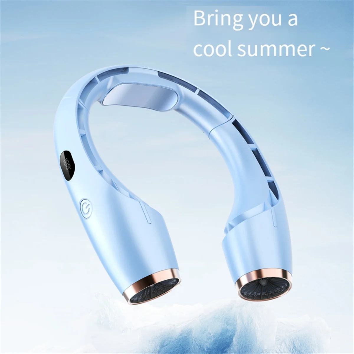 Semiconductor Refrigeration Hanging Neck Fan Portable Air Conditioner 4000mAh 360 Surround for Outdoor Cooler White