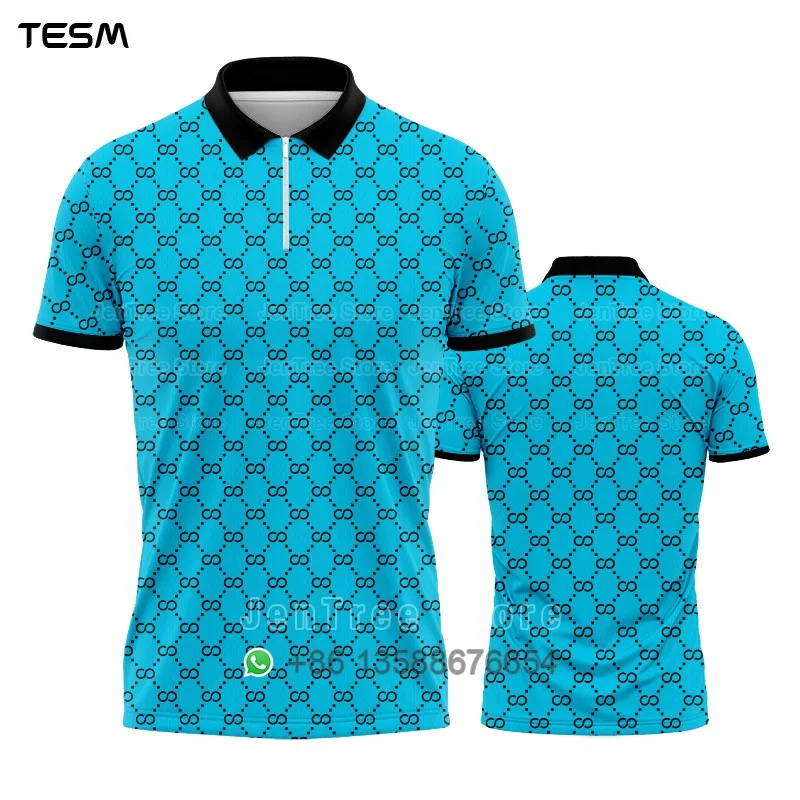 New POLO Shirt Men Summer Sports V-neck T-shirt Street Trendy Short Sleeve 3D HD Print T-shirt