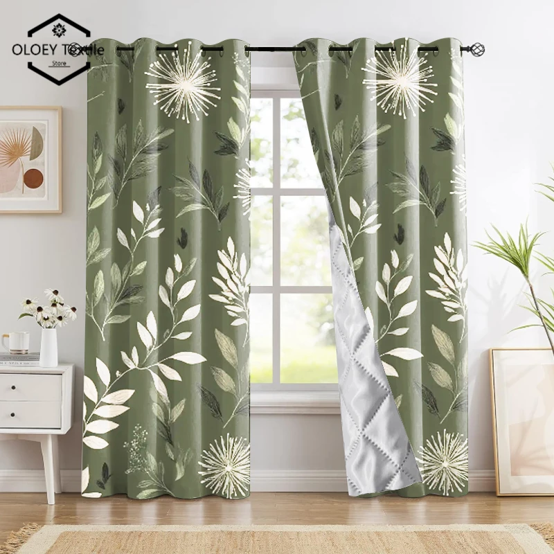 

OLOEY Soundproof Thermal Insulated Cotton Linen Blackout Curtains for Living Dining Room Bedroom Thickened Custom Window Drapes