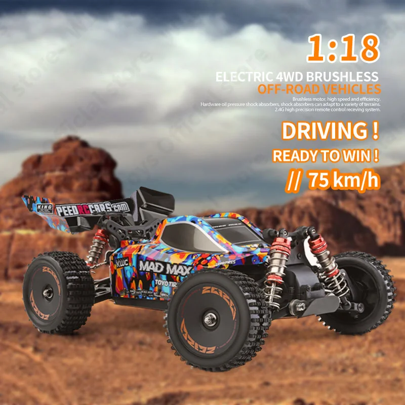 In Stock! CrazyFastRC WLtoys 184016/ 144010 1/14 75KM/H 2.4G Brushless RC Car 4WD High Speed Off-Road Remote Control Toys