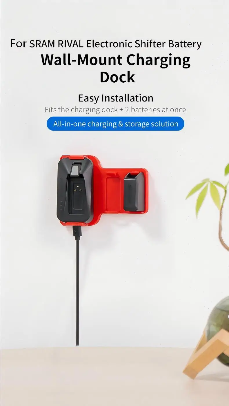Für SRAM Shifter Batterie-Wandhalterung aus Nylon für Rival E-Tap Ladegerät & 2 Batterien – Zubehör für die Indoor-Fahrradwerkstatt-Aufbewahrung – Detail 4