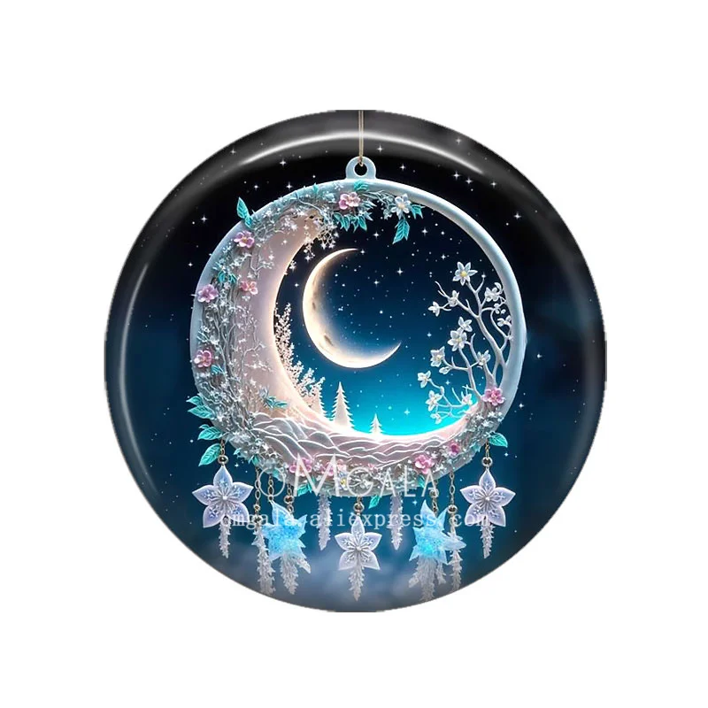 New Night Crescent Moon Style Stars 10pcs 12mm/18mm/20mm/25mm Round Photo glass cabochon demo flat back Making findings