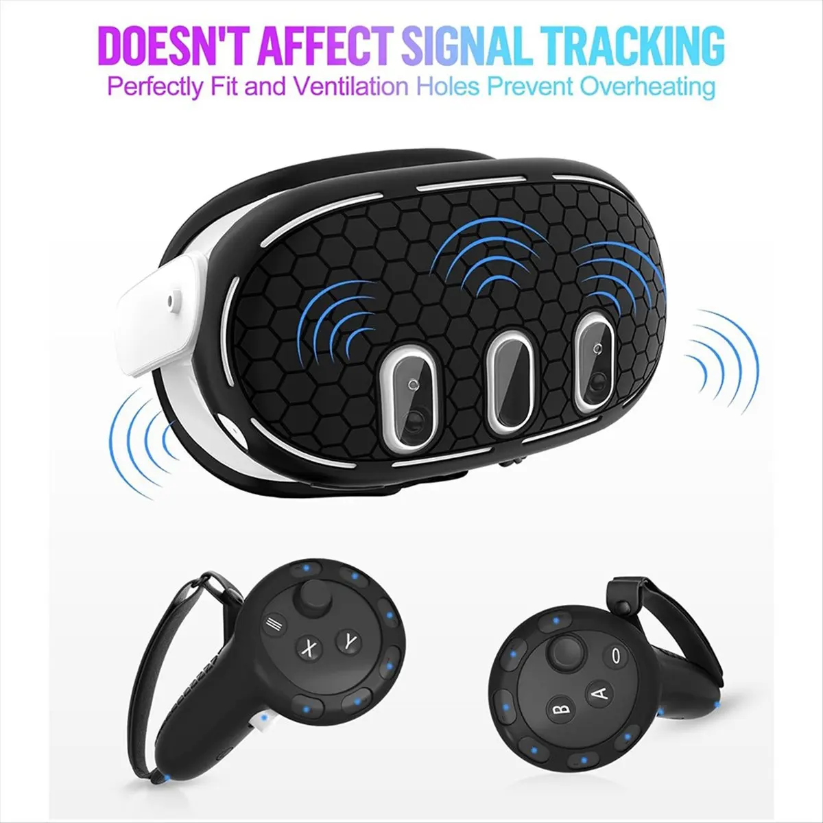 

*BAAY For Meta Quest 3 Protective Cover Handle Controller Grips,Front Shell Headset Cover and Face Cover,VR Accessories-Purple