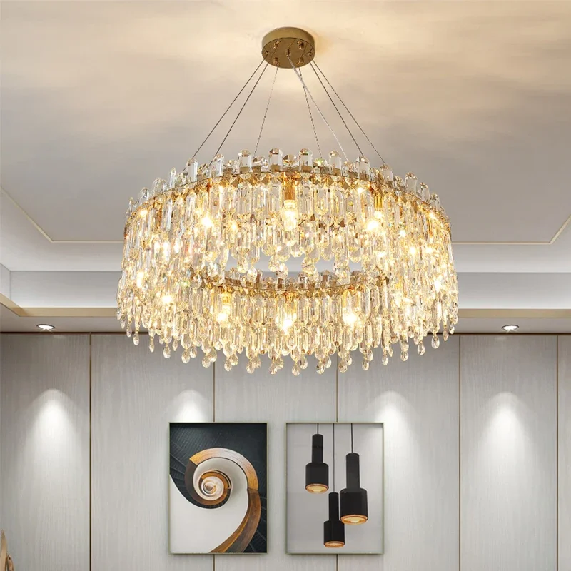 Biewalk Modern Crystal Round Chandelier Room Decoration Living room Bedroom Chandelier Kitchen Dining room Indoor light