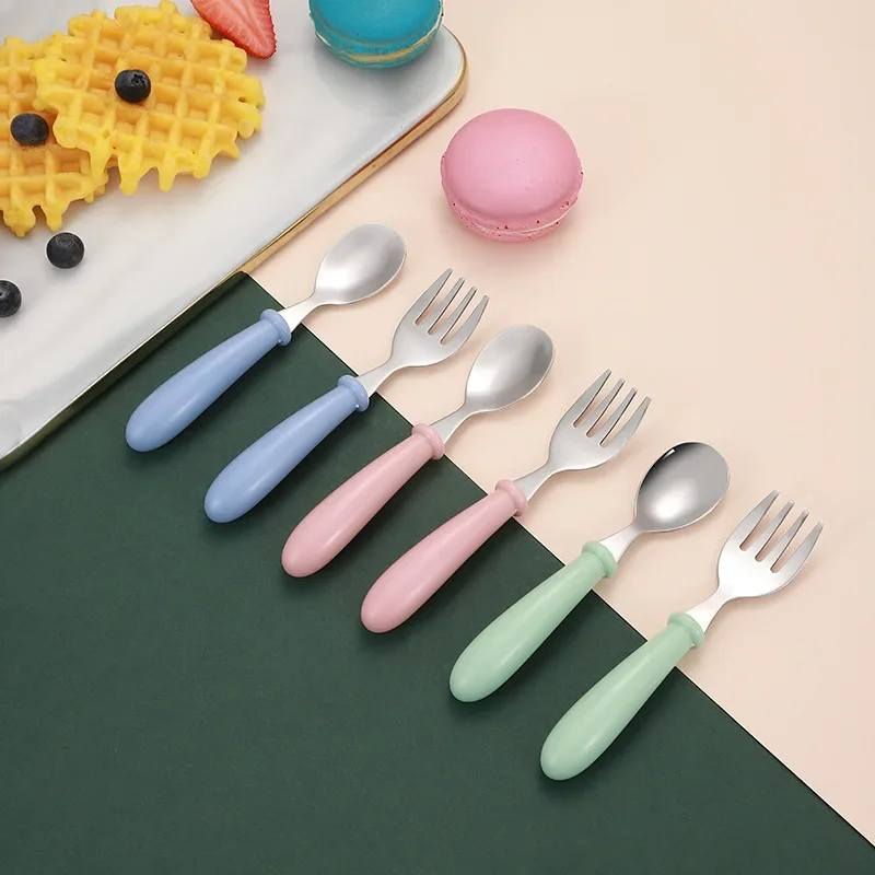 3pcs Children Spoon Forks Box Kids Stainless Steel Kids Cutlery Portable Baby Feeding Utensils Baby Spoons Baby Tableware Set