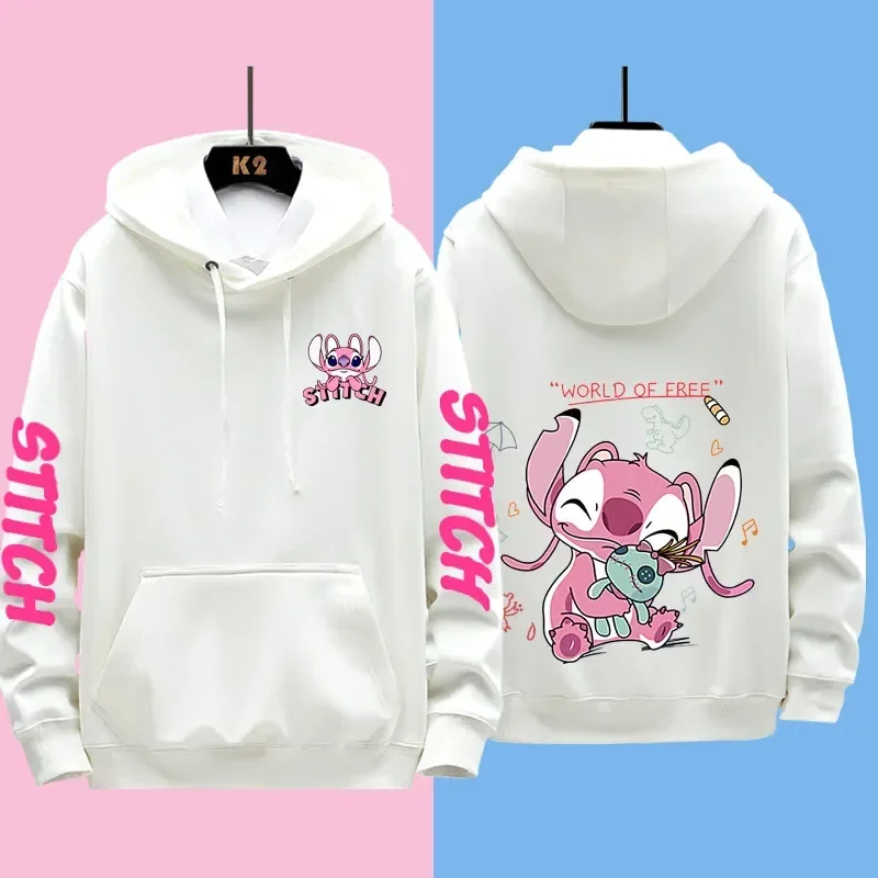 Disney Stitch Pattern Couples Wear Men and Women Casual Sweatshirts Autumn and Winter Warm Loose Hooded Jackets and Clothes