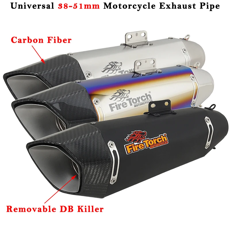 

Carbon FIiber Muffler Universal Motorcycle Exhaust Pipe 51MM Escape DB Killer For MT-10 DUKE 890 SV650 Z900 CBR500RR 650MT R1M