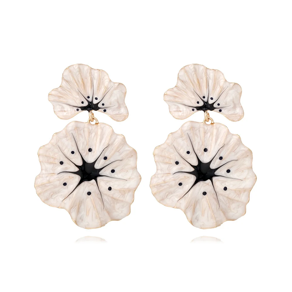 2024 Spring Sweet Romantic Fashion Women's Earrings Alloy Flower Metal Earrings Colored Resin Stud Earrings