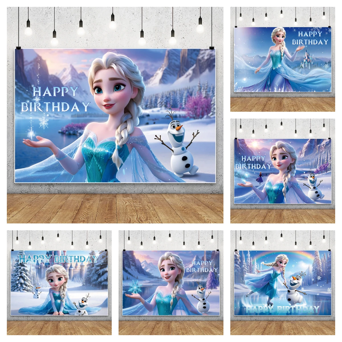 Frozen Snowscape Elsa Winter Background Photography Baby Shower Photo Backdrop Birthday Party Decoration Props Supplies Studio