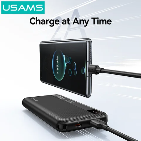 Портативный внешний аккумулятор USAMS Power Bank 10000 мАч с функциями SCP и FCP для зарядки телефонов и ноутбуков