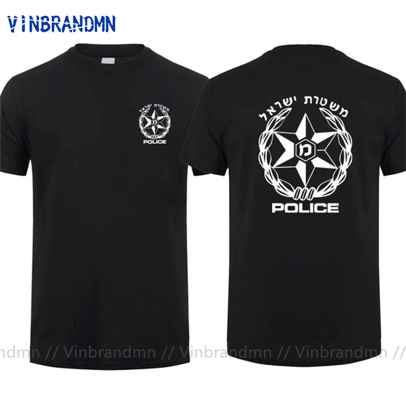 Israeli PoliceMan Israel Cops T Shirt Man Cool T-shirt IDF Israel Army Elit Black Tshirt Men Tees Harajuku Streetwear Tee Shirt