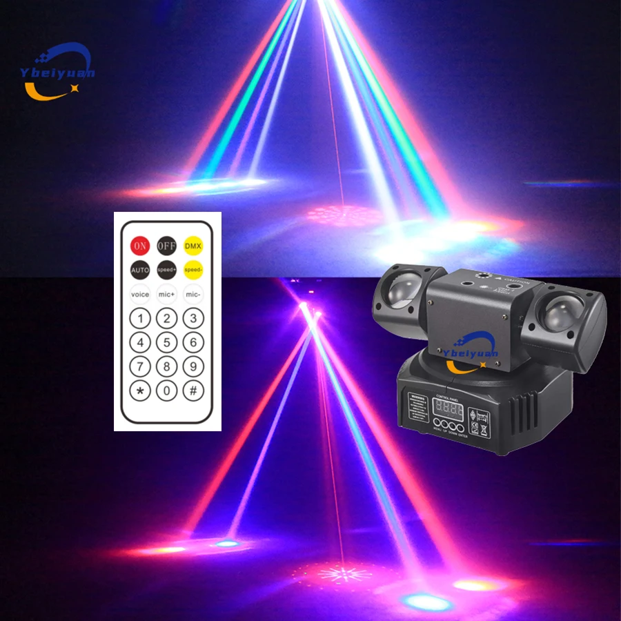 Ybeiyuan New LED Rotating Laser Beam Strobe 3-in-1 Disco Light DMX512 DJ Bar Club Party Wedding Christmas Effect Stage Light