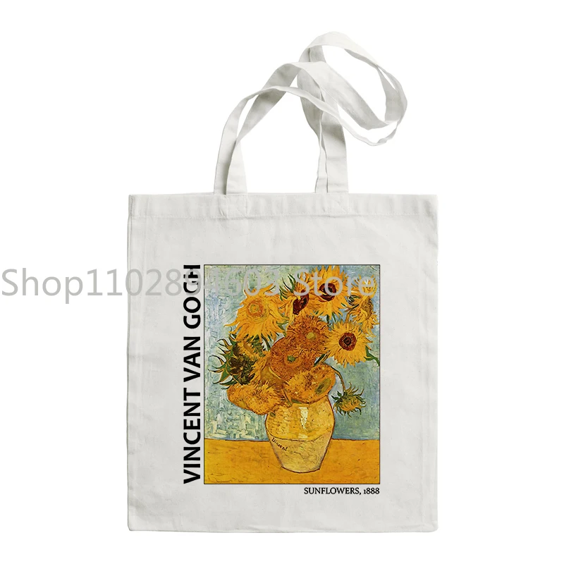 Van Gogh Malerei Frauen Leinwand Umhängetasche hohe Kapazität Einkaufstasche Ästhetik Einkaufstaschen Baumwolle Handtaschen Bücher Tasche für Mädchen