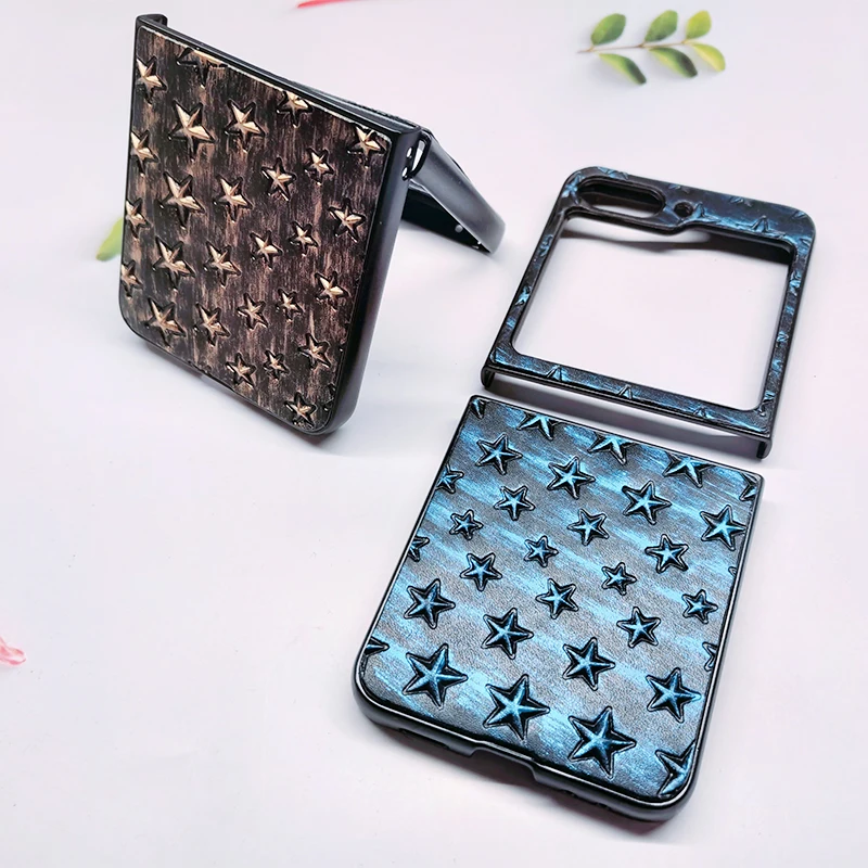 For Samsung Z Flip 5 5G Z Flip3 Flip4 Korean Punk Style 3D Touch Stars Phone Case For Galaxy Zflip3 Zflip4 Z Flip 5 4  Cover