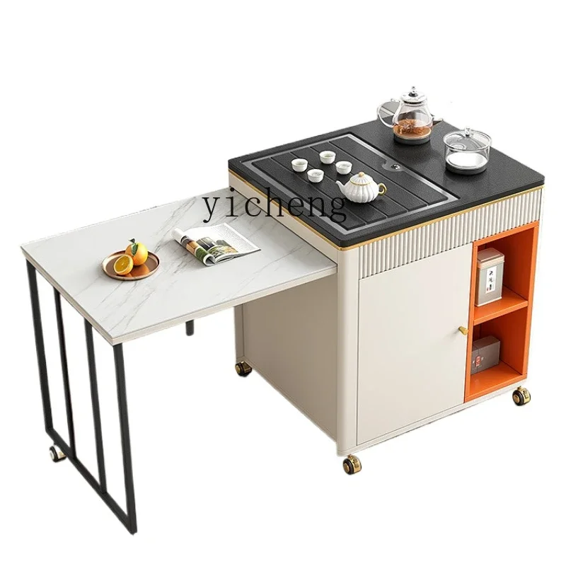 ZC telescopic tea table fire stone household tea cabinet multi-functional smart coffee table living room balcony tea table