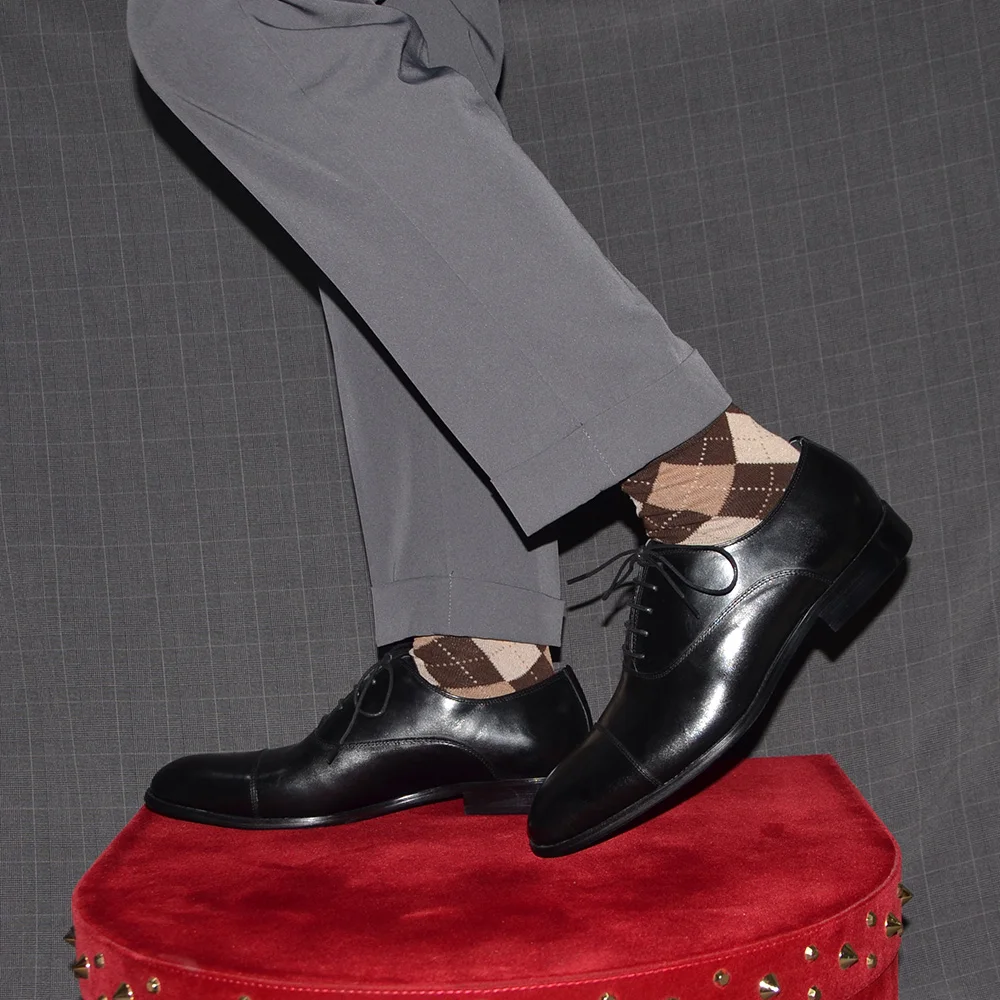 Genuine Leather Handmade Men's Oxford Dress Shoes Cap Toe Lace-Up Classic Business Office Shoe Wedding Party Formal Shoes Man