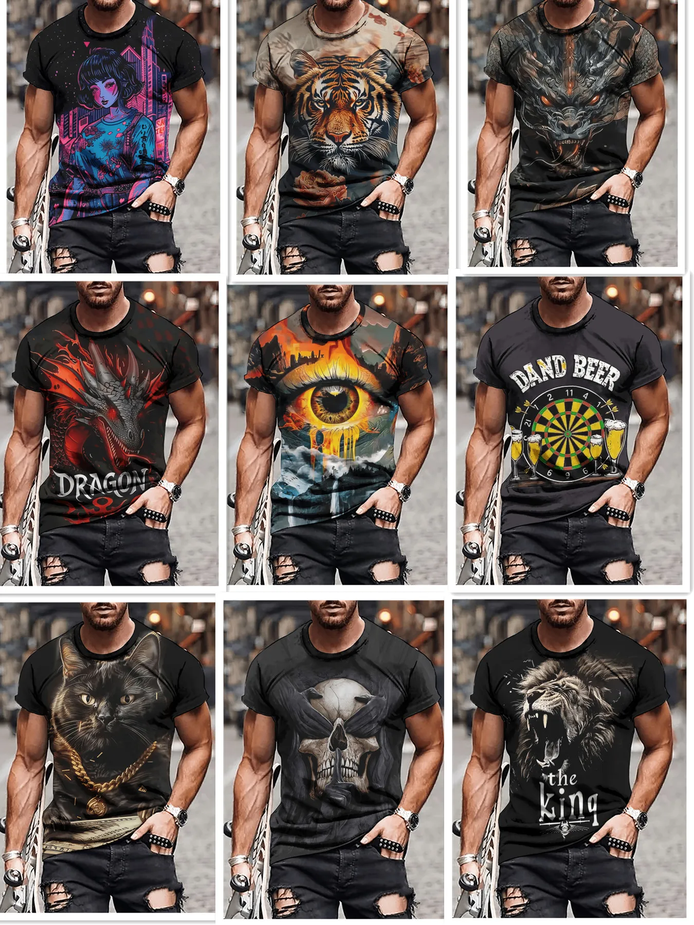 Short Sleeve Oversize T-shirt Man Short Sleeve Tee Men's Summer T-shirt King K Print Clothes Men Funny T-shirt O-Neck Tops Tees