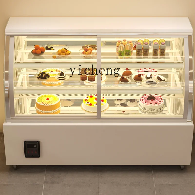 

Hotel Buffet Dessert Cake Refrigerated Display Cabinet Front Door Coffee Shop Fruit Fresh Cabinet