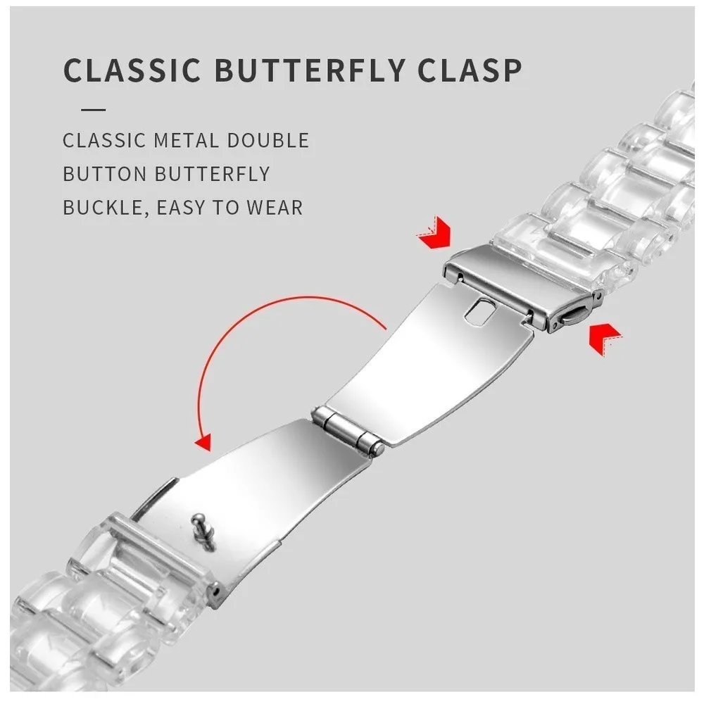 22mm 20mm para Huami Amazfit Bip 6 5 3 Pro U Pro S Lite Active 2 GTS GTR 2 2e 3 4 Mini Pro correa de resina transparente pulsera