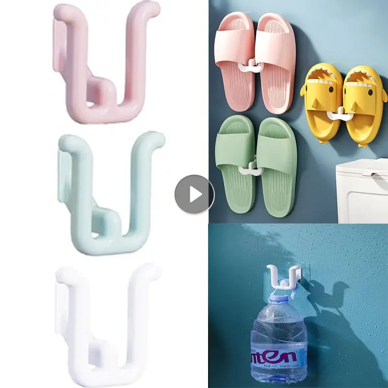 Slippers Rack Plastic Wall-mounted Waterproof Rack No Punching Simple Bathroom Slipper Hook Home Bedroom Neat Storage Rack