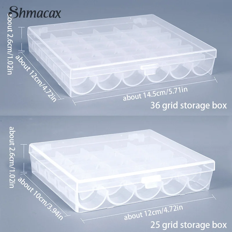 25/36pcs Household Sewing Machine Bobbin Lock Core Box Colorful Transparent Bobbin With Thread Bobbin Set Plastic Box