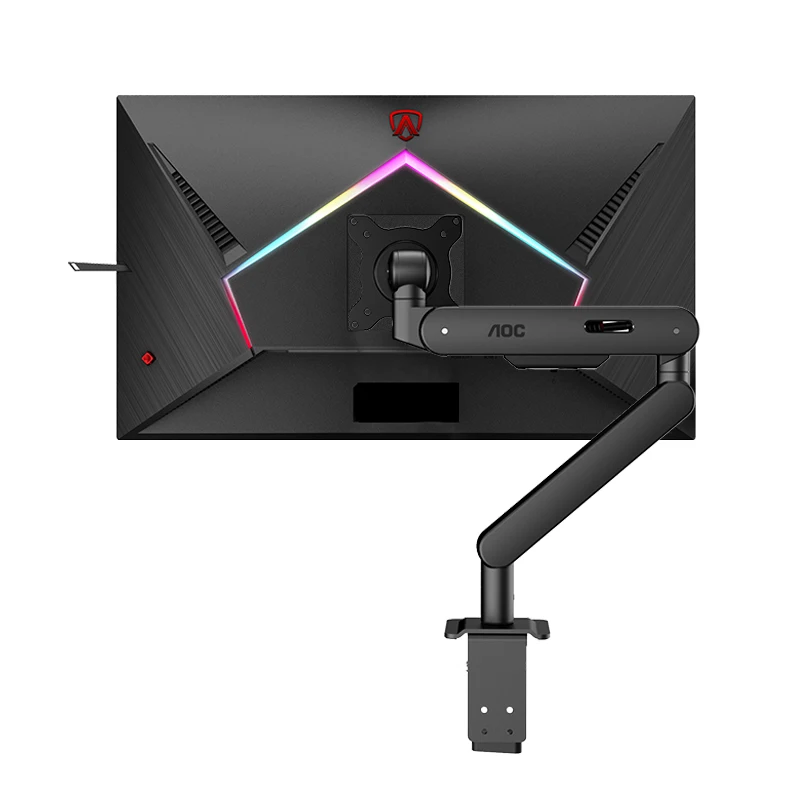 AOC AM500MAX Premium Einzel-Monitorständer aus Aluminium, Verstellbarer Schreibtisch-Gelenkarm mit Doppel-Klemmhalterung, für 17-40 Zoll PC-Bildschirme, Tragfähigkeit 4-12 kg