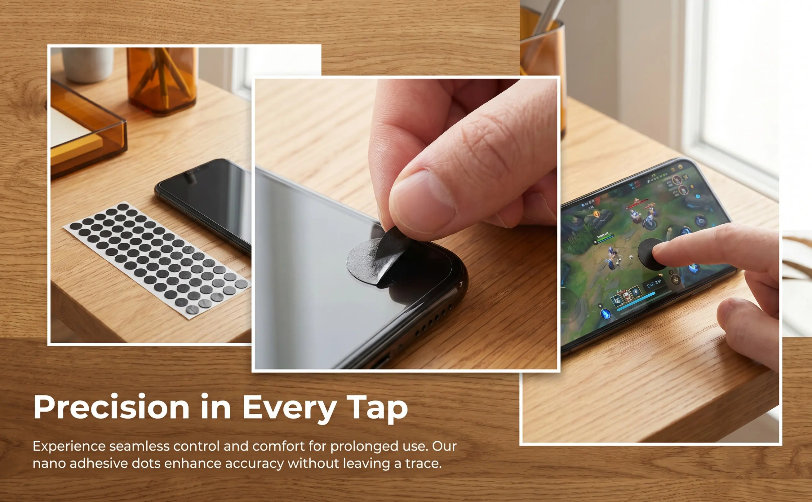 Round Nano Adhesive Screen Sticker 8.5mm Nearly Invisible for Cell Phone Accurate Touch Fingerprint Free Grip