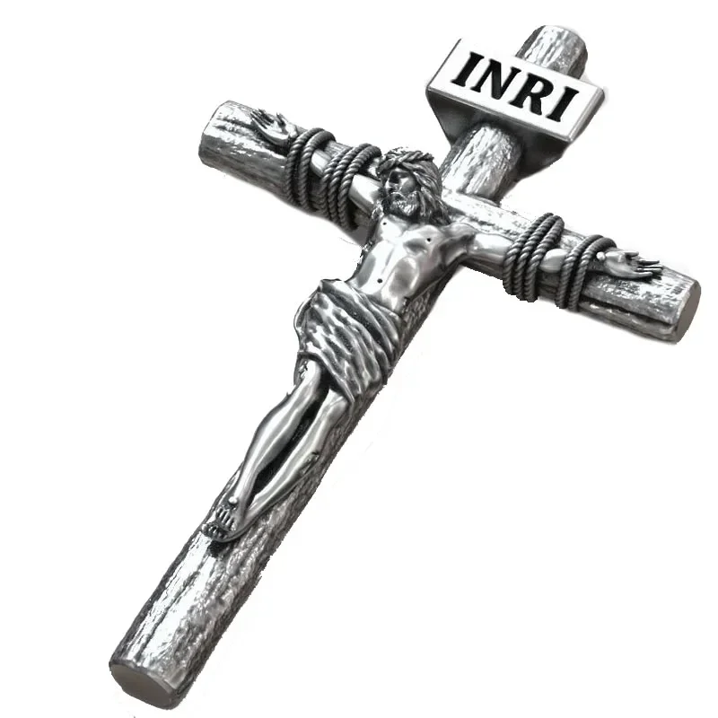 Imagem -06 - Pingente Personalizado da Prata 925 Esterlina Cruz do Jesus Christ 3d Pendente Católico Cristão 10g