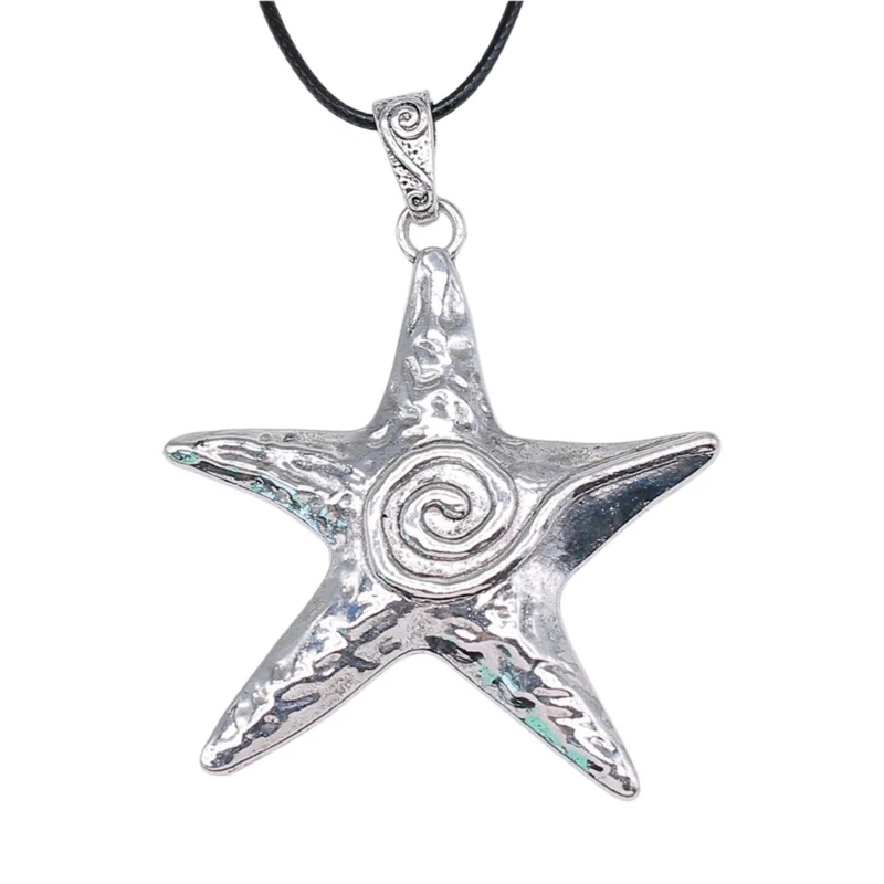 Punk Gothic Y2K Exaggerate Star Charm Clavicle Chainเชือกเทียน-เครื่องประดับ-Decor