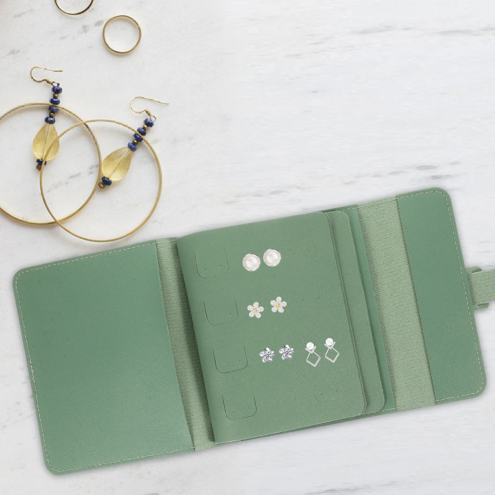 PU Small Travel Jewelry Pouch Foldable Organizer Bag Portable Jewelry Storage Case for Earrings Necklaces