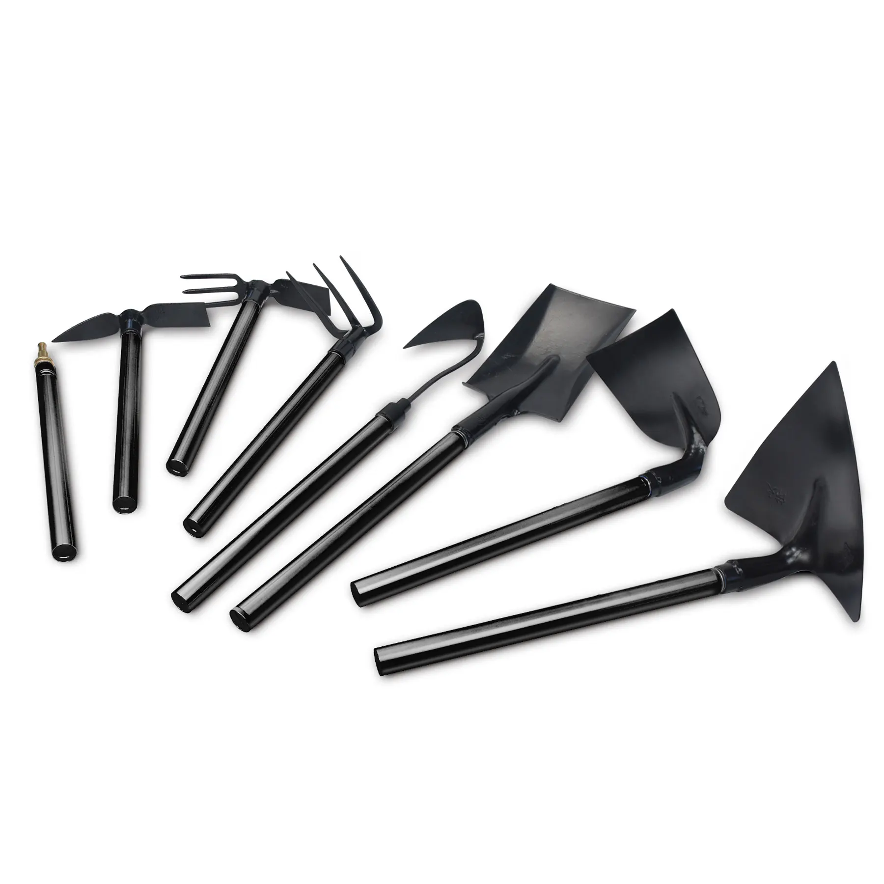 8-Piece Multi-Function heavy duty Garden Tool Set Spade/Shovel/Rake/Hoe/Nozzle with extendable handle for gardener