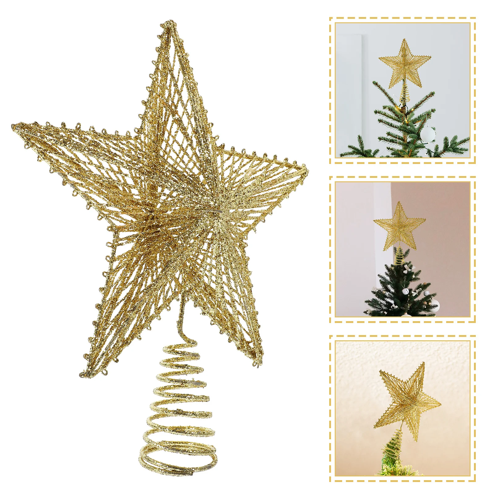 

Metal Glitter Christmas Tree Topper Wire Star Treetop Ornament Reusable Xmas Decoration Holiday Party Decor