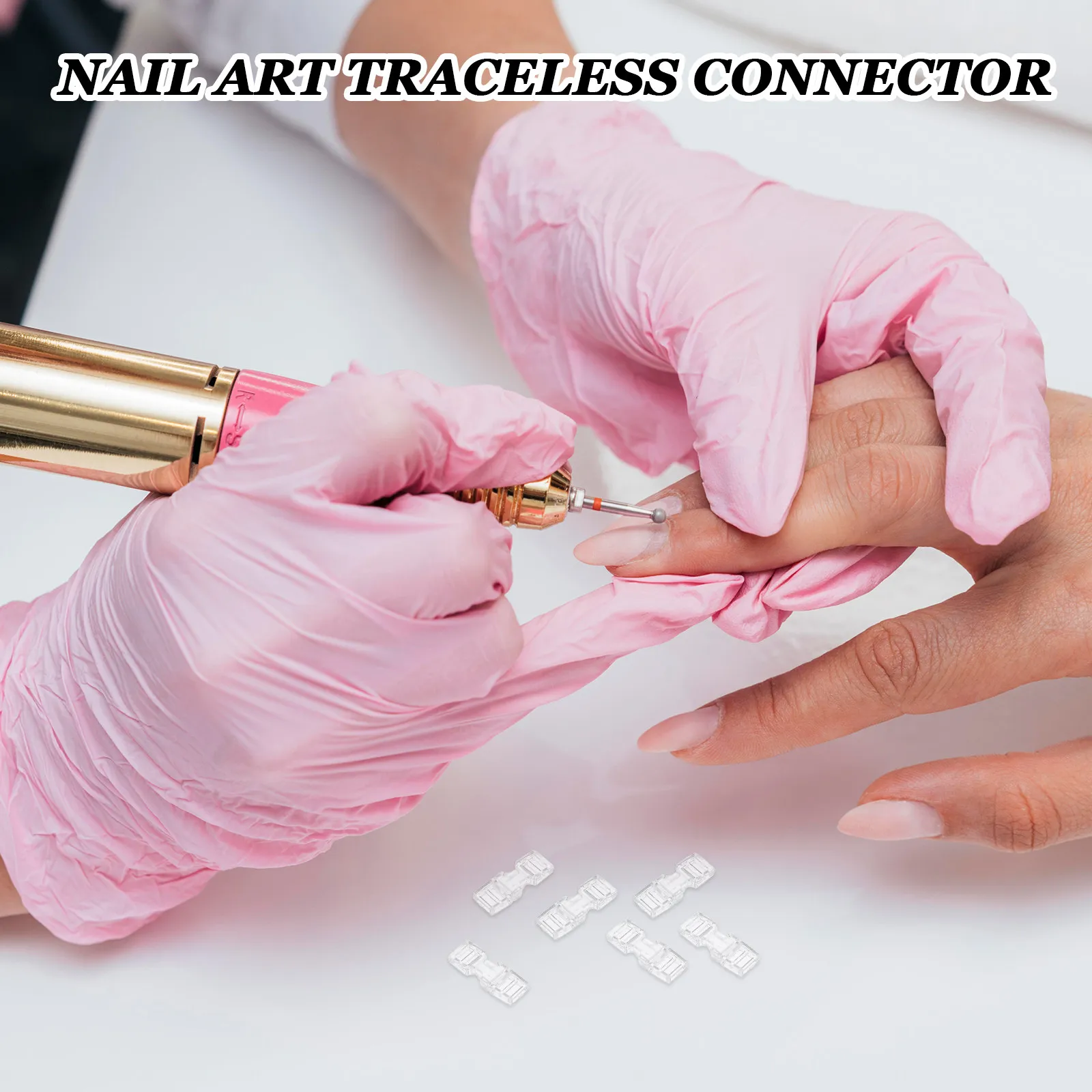 

30Pcs Nail Art Invisible Extension Buckles Transparent Plastic Connectors Traceless Fasteners for Reusable Press on Nails