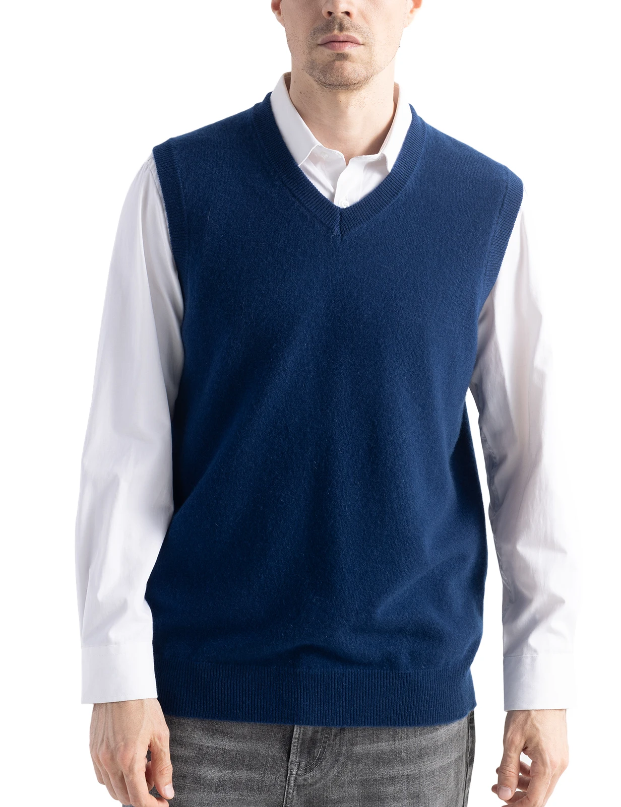 Men's Cashmere Knit Vest 100% Merino Wool Sweater for Mens Knit Vest Knitted Fall Winter Soft Sleeveless Top Warm Pullover Basic