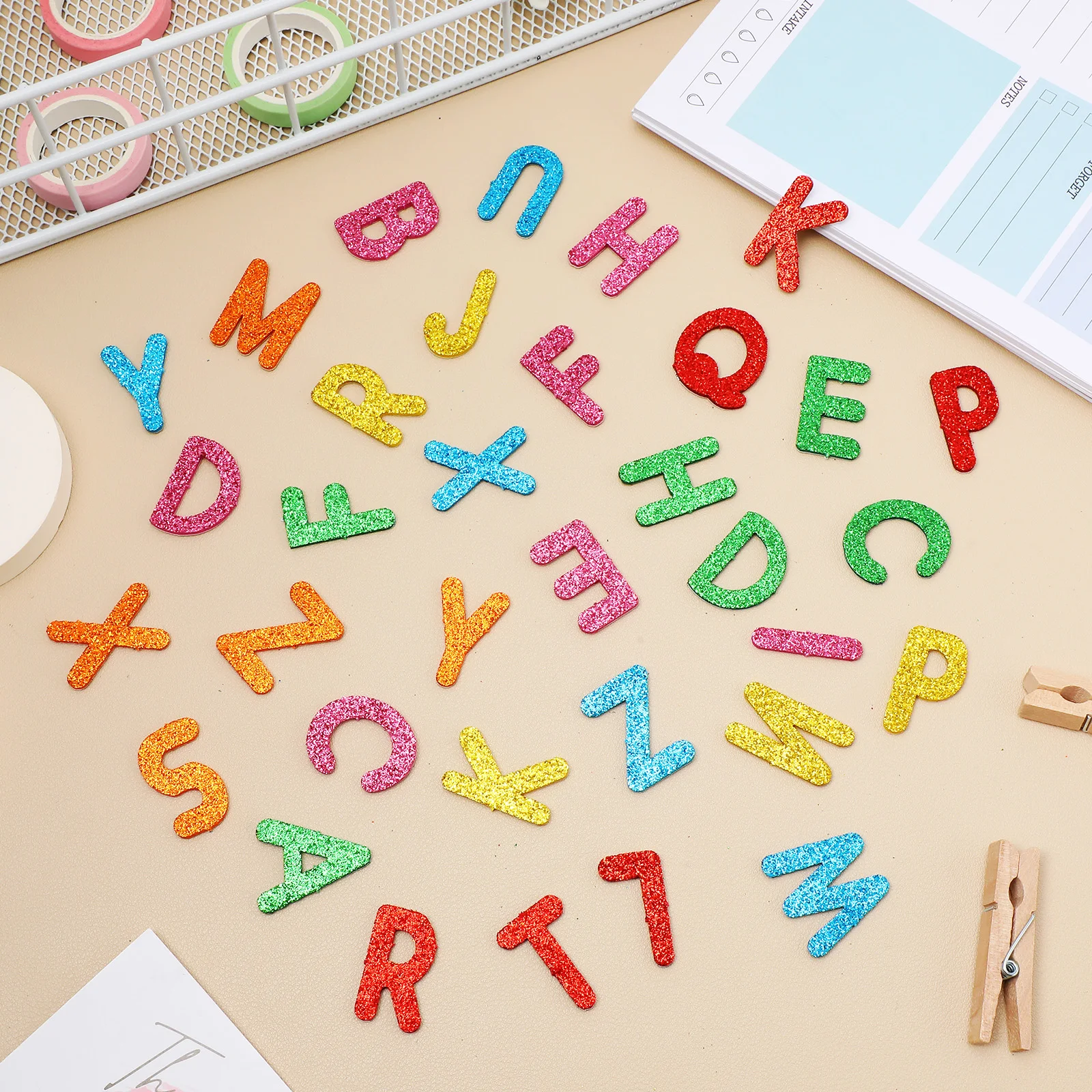 

156pcs Alphabet Letter Glitter Foam Letters Adhesive Bulletin Board Wall Decals Craft Stickers 3D Letter Wall Stickers For