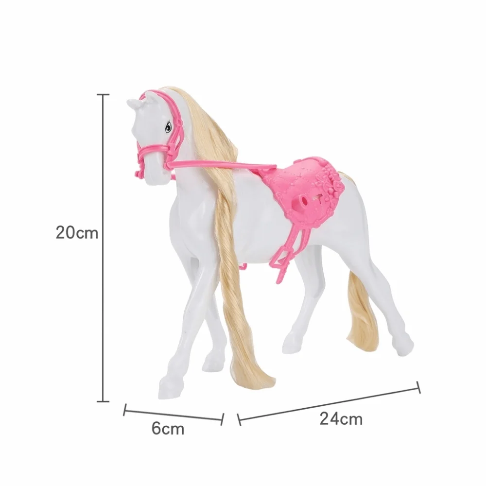 Gifts PVC Toy Horse Figurine Movable Head Long Mane Horse Model Removable Saddle Fantasy Horse Toy Dollhouse Scenes