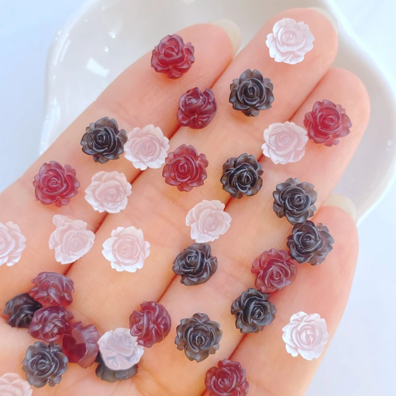 100pcs New Resin Cute Mini Camellia Flat back Stone Applique Figurines DIY Wedding Scrapbook Manicure Accessories