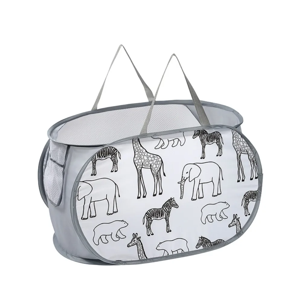 

New Foldable Laundry Basket Mesh Bag Cartoon Storage Basket Portable Large Capacity Dirty Clothes Organizer Household