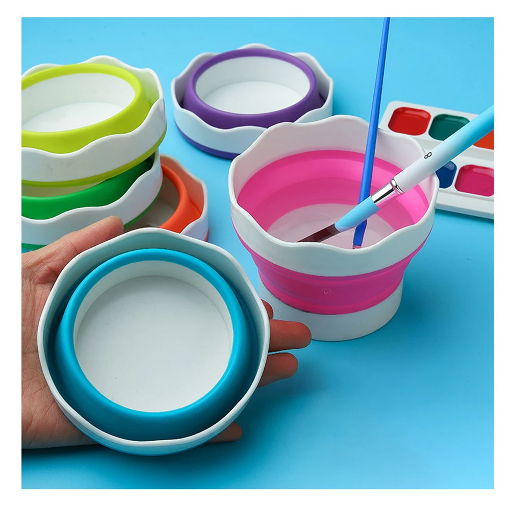 

Outdoor Paint Brushes Washer Folding Bucket Silicone Mini School Brush Storage Bucket Art Supplies Pen Wash Cup
