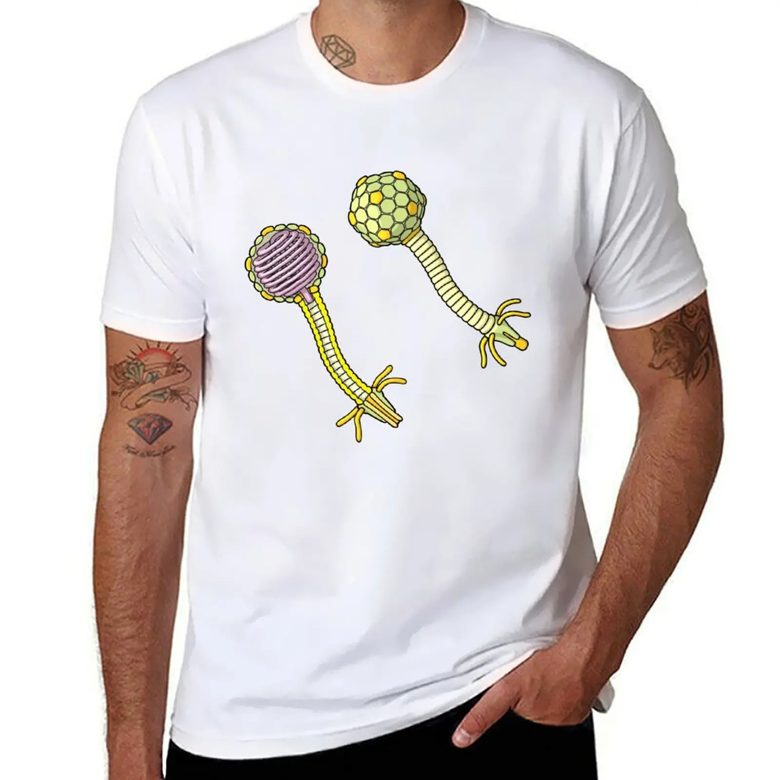 Lambda Bacteriophage Illustration T-Shirt Short sleeve tee cotton graphic tees plain tee shirts for men