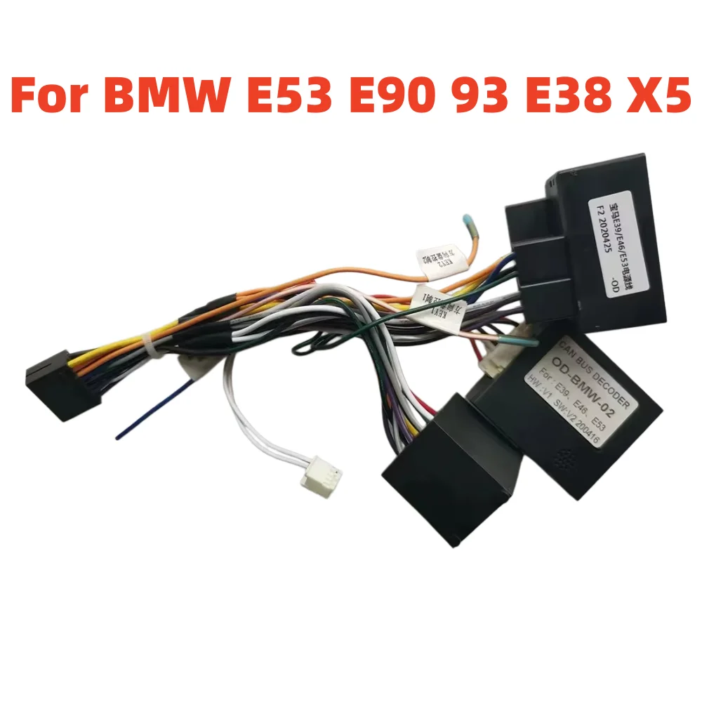 

Кабель питания Android-магнитолы Canbus для BMW E39 E46 E53 E90 E91 E92 E93 E38 X5, проводка для автомагнитолы GPS MP5-плеера, рамка панели, жгут проводов