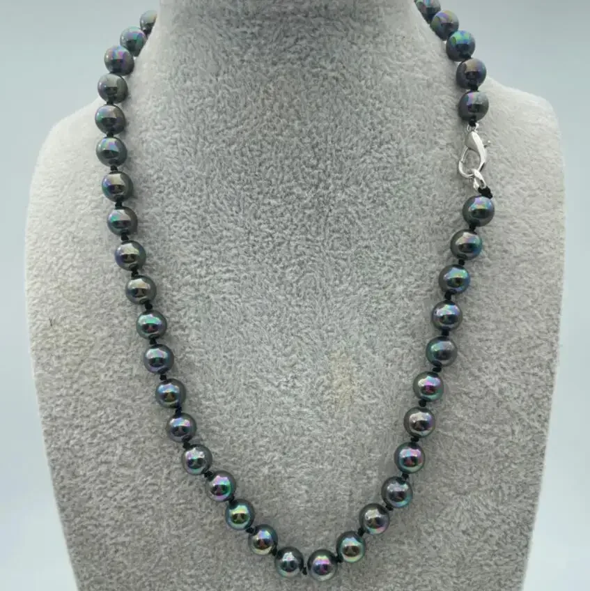 

Genuine AAA 8mm WHITE BLACK south sea SHELL PEARL NECKLACE 18"