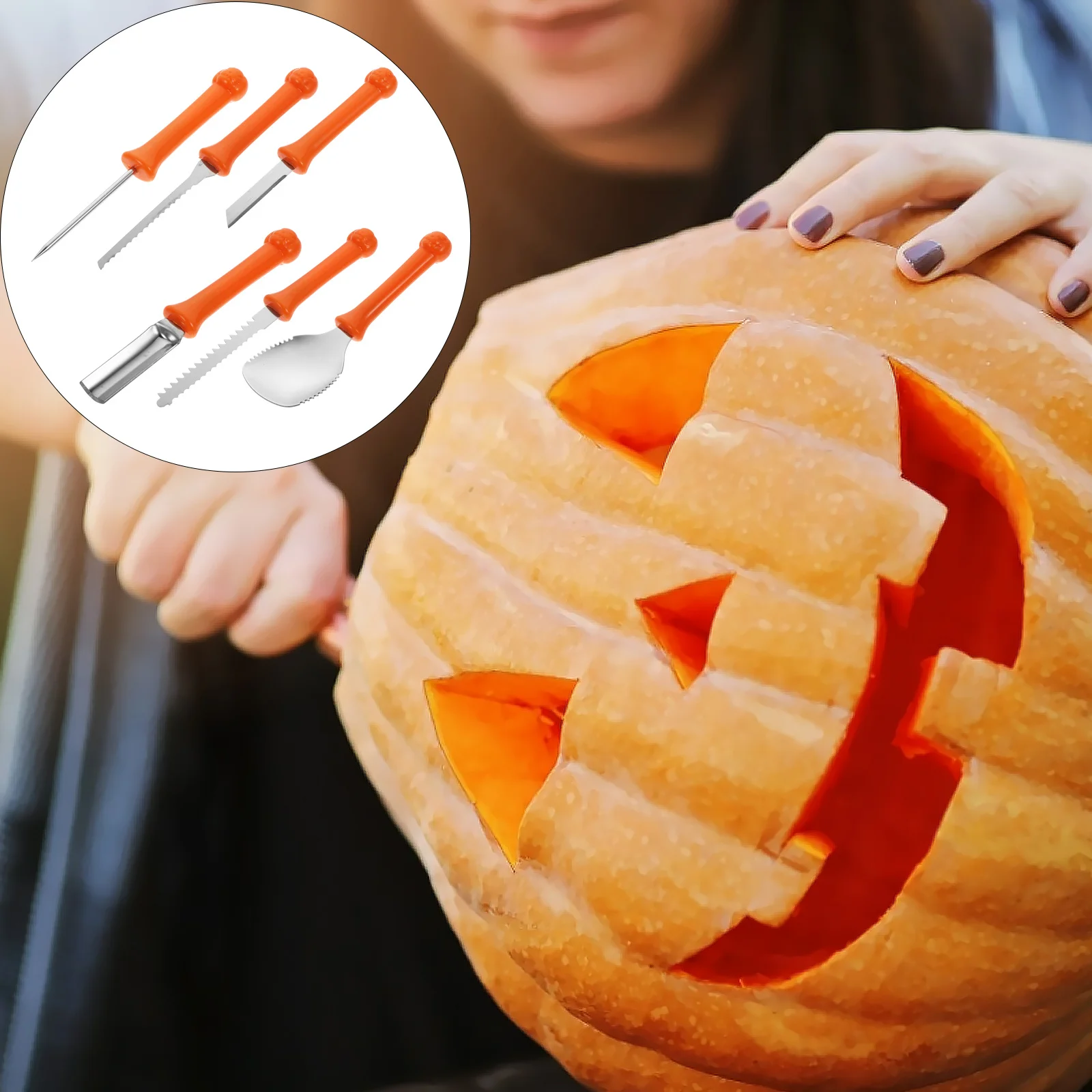 

Pumpkin Carving Tool Kit Orange High-Quality Ergonomic Handle Halloween Carving Set DIY Pumpkin Lantern Supply