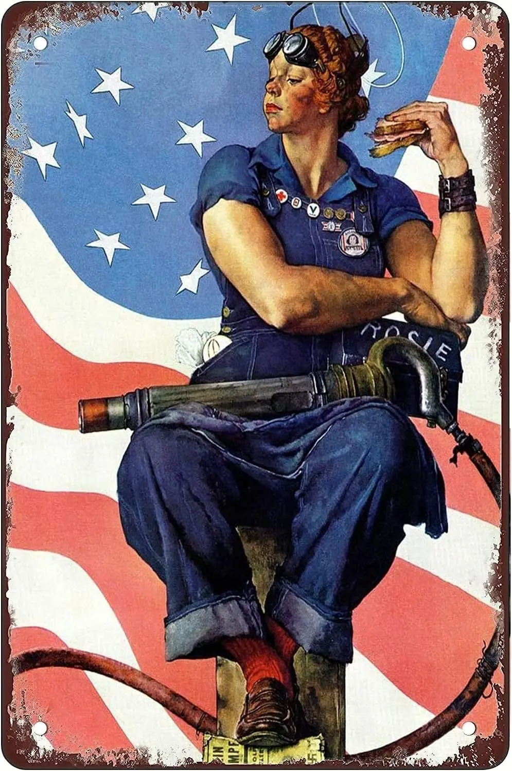 rosie the riveter norman Metal Tin Sign Wall Decor Fun Decoration for Home Kitchen Bar Room Garage Vintage Retro Plaque