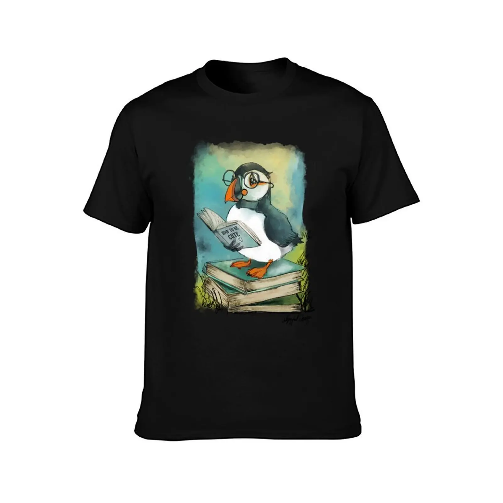 Puffins learning How to be Cute T-Shirt Sports Basic Short Sleeve T-Shirt