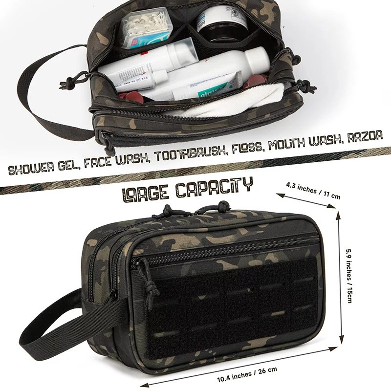 LHI Taktische Kulturtasche für Männer, Hygienetasche, wasserdichtes Fach, Reisewerkzeug, Molle, kleines Dopp-Kit – Detail 4