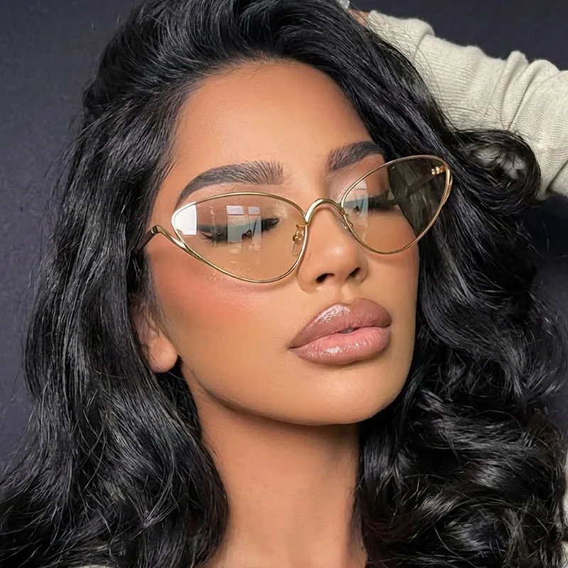 Small Frame Cat Eye Metal Hot Girl Sunglasses Retro Ins Personality Temperament Sunglasses Fashion Casual Women's Sunglasses
